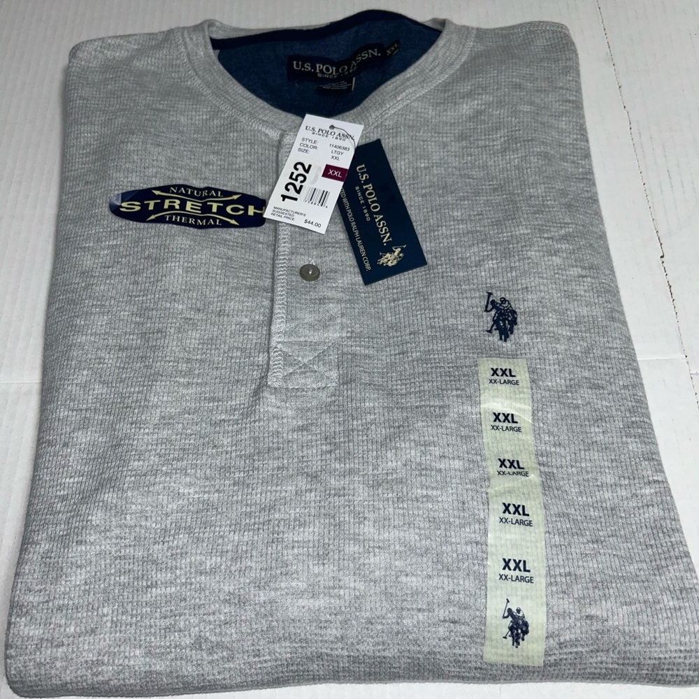NET U.S. Polo Assn. Men's XXL Long Sleeve Thermal Shirt Natural Stretch Cream